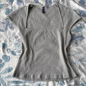 H&M Light Gray Square Neck Tee